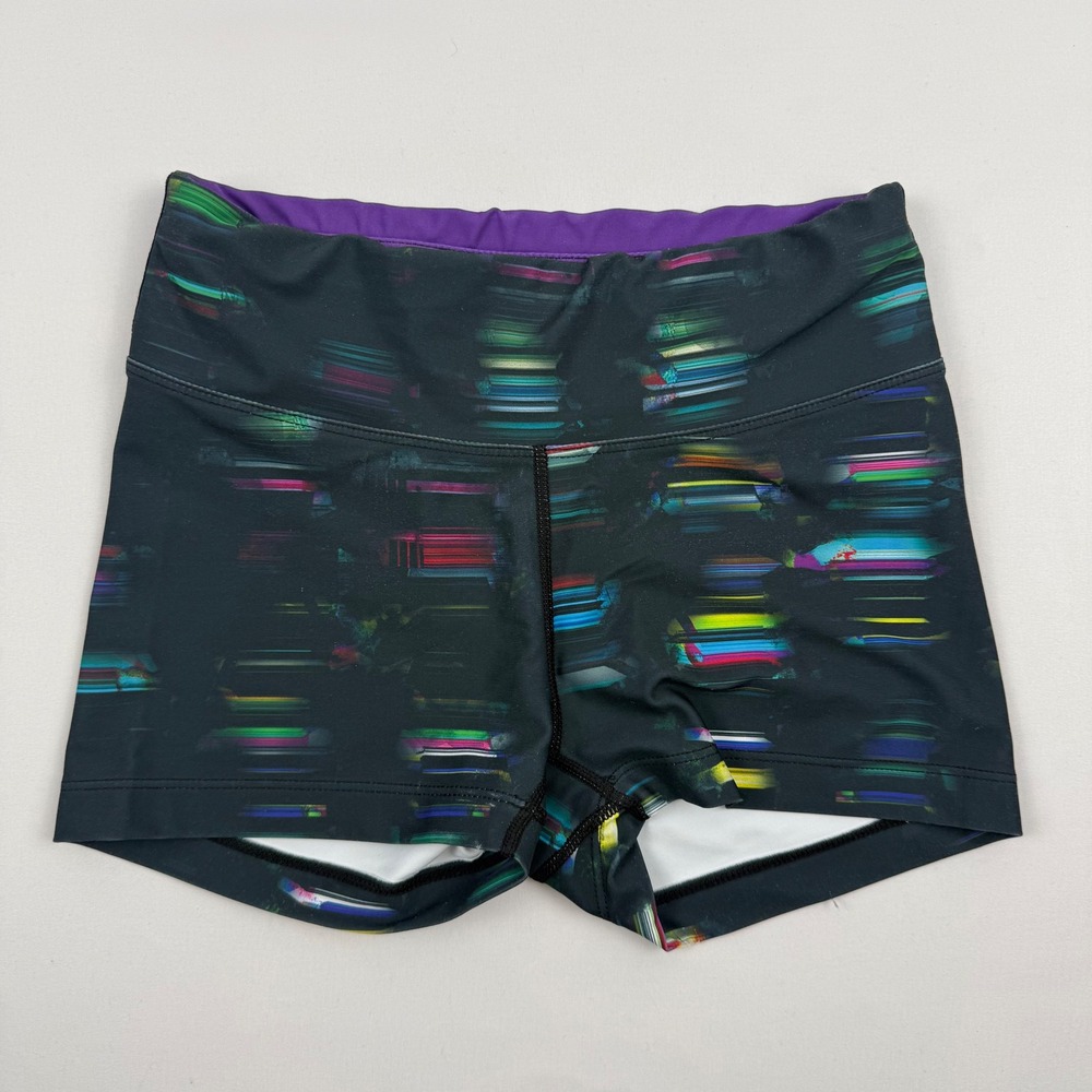 Oiselle Womens Stride Running Shorts Small Multi Color‎ Glitch Print Made in USA